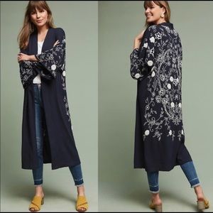Anthropologie Petunia Embroidered Floral Kimono